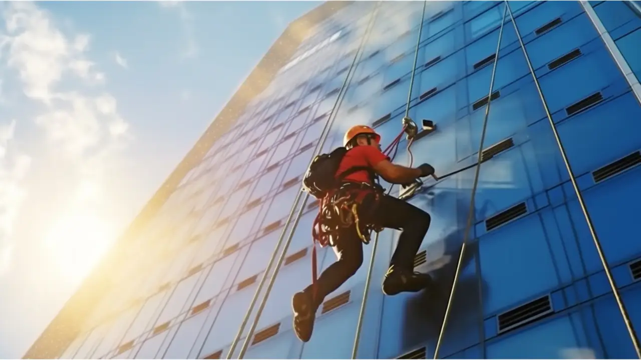 fönsterputs på höga byggnader